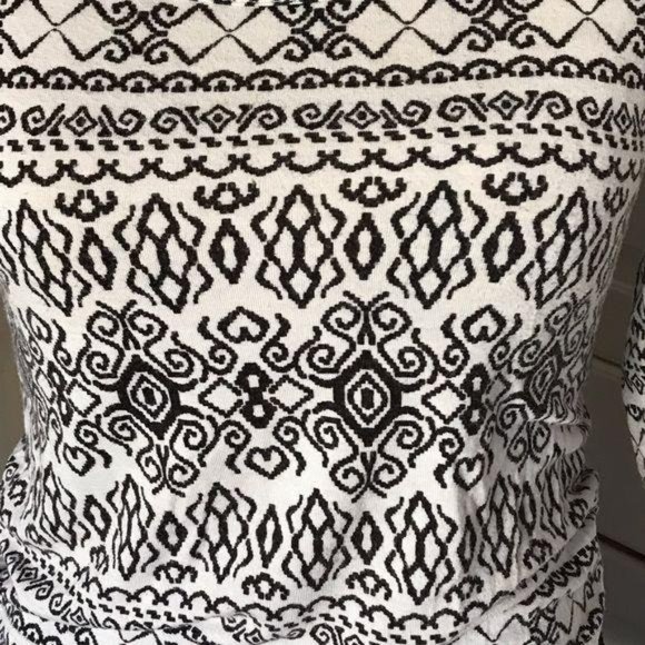 American Rag Tank Top black white Rayon Tribal Print 3/4 Sleeves Small S - Picture 2 of 6